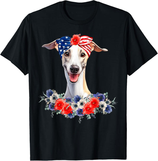 Whippet Dog Bandana American Flag 4th Of July