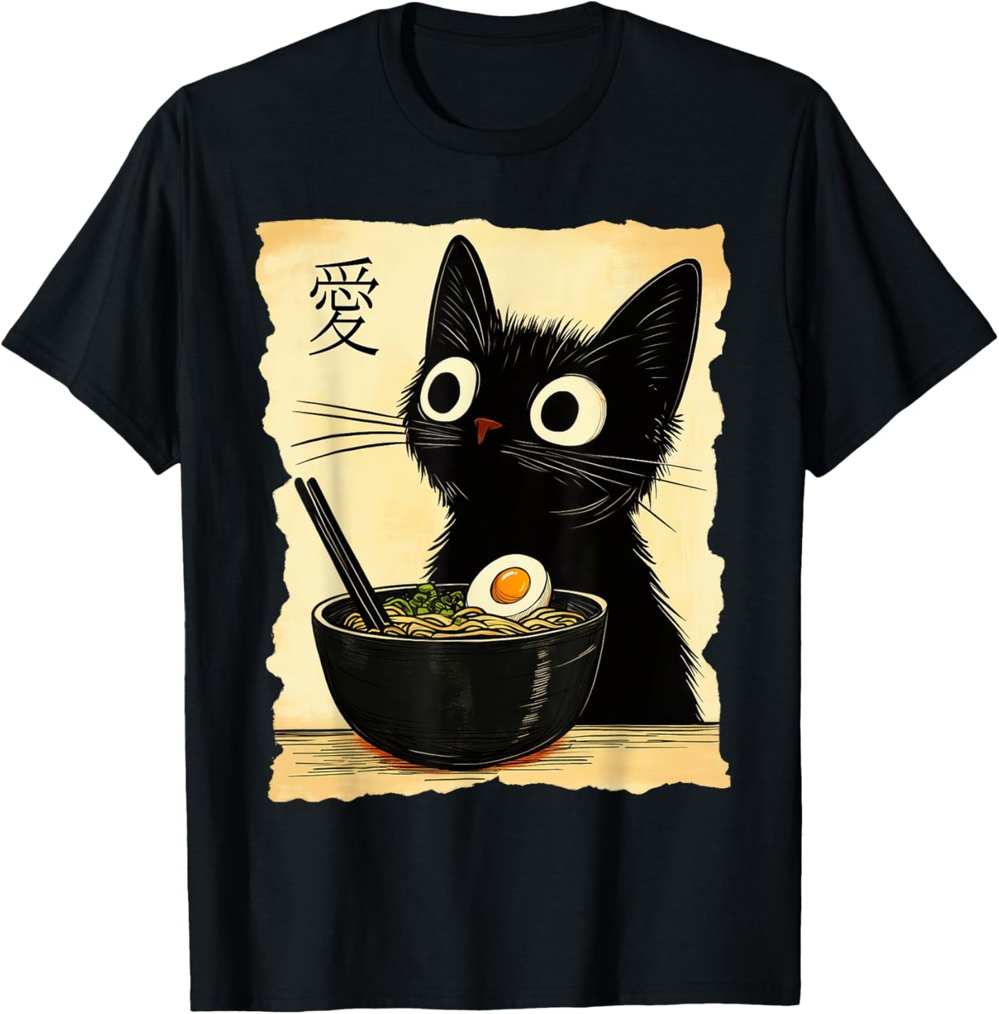 Funny Cat Ramen Graphic Tee Japanese Kawaii Anime Cat