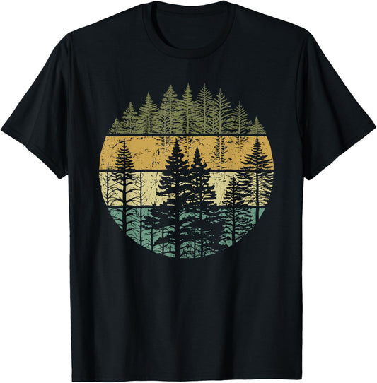 Retro Forest Trees Outdoors Nature Women Men Vintage Graphic