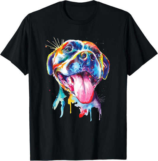 Pitbull Artistic Splash Art Animal Colourful Dog Breed Gift T Shirt for Men Women Girls Kids