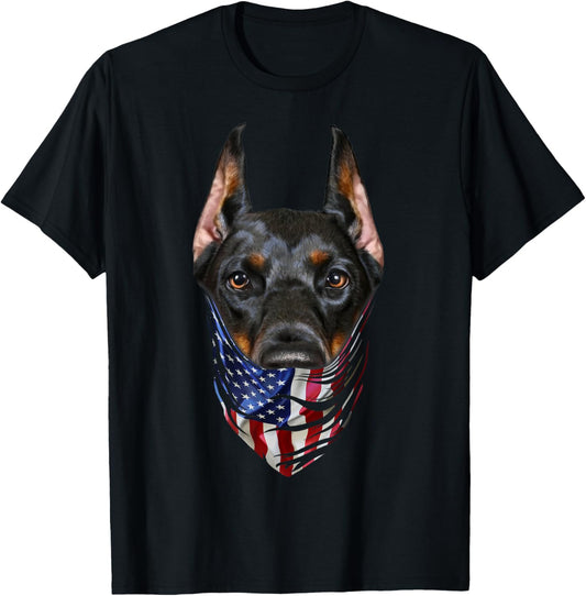 Patriotic Doberman in USA America Bandana, Dog