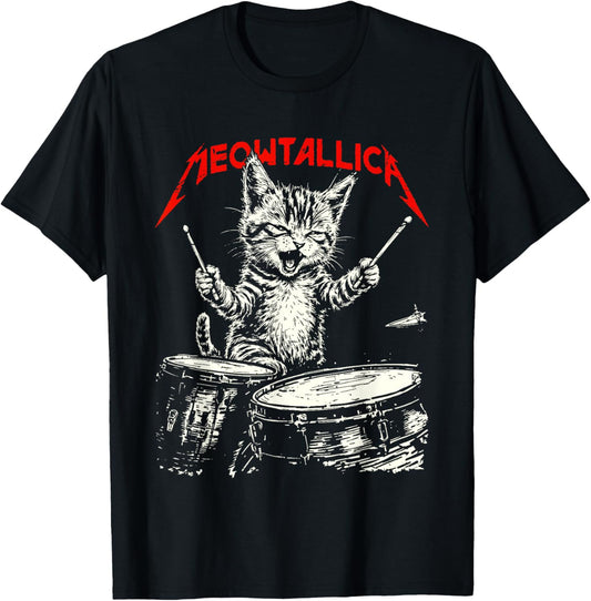 Rock On Vintage Drummer Cat 80s Band Style