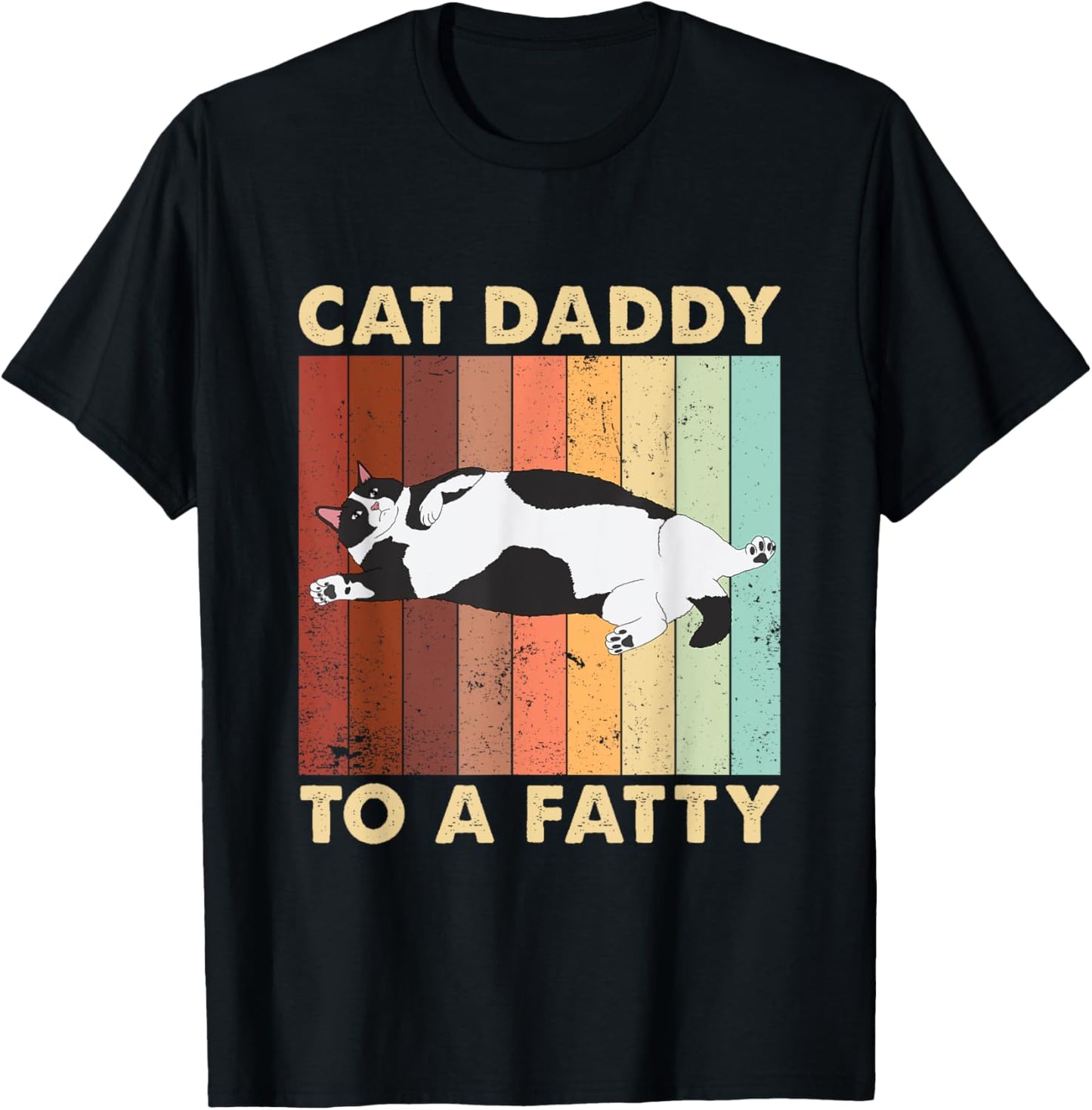 Kitty Lover Cat Gifts For Cat Lover Retro Fat Chonk Dad Tee Funny Cat Daddy To A Fatty T Shirt, Small
