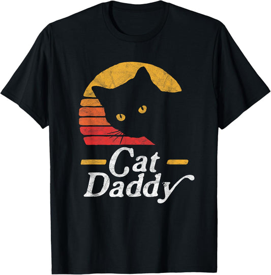 Cat Daddy Vintage Eighties Style Cat Retro Distressed T Shirt for Men Women Girls Kids