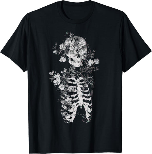 Floral Skeleton Flowers Goth Occult Death Dark Alt Aesthetic