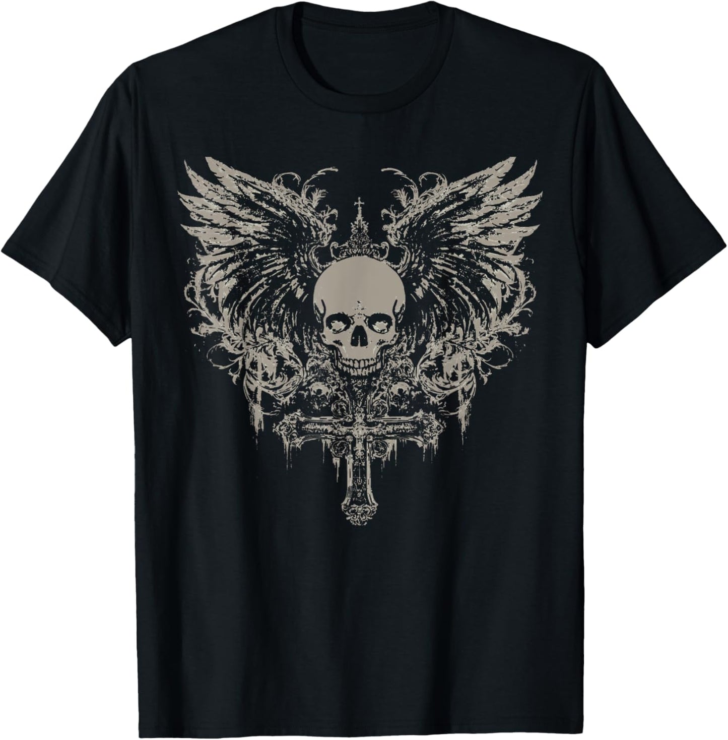 Skull Cross Y2K Goth Alt Grunge Gothic Emo Aesthetic Wings