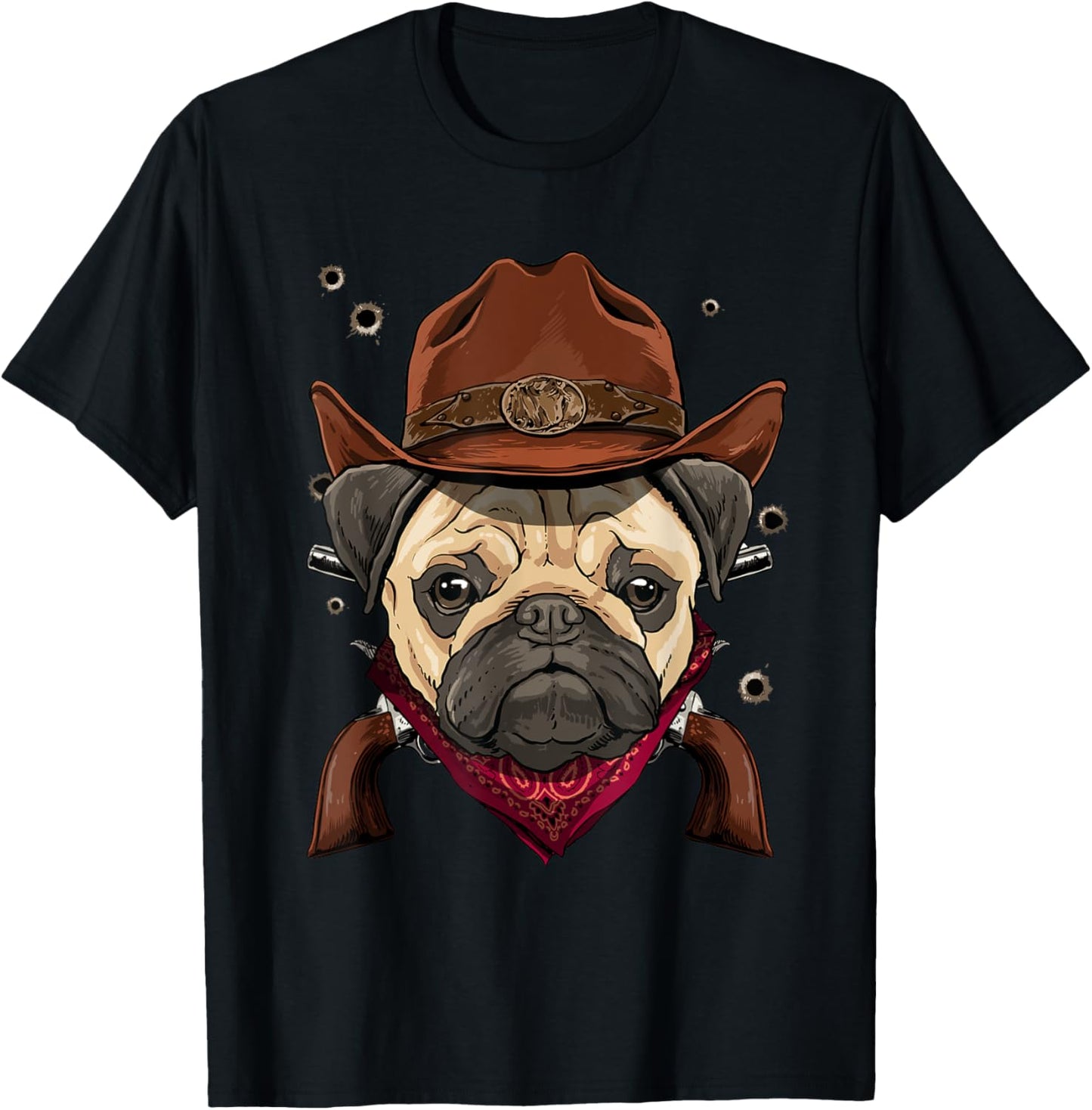 Cowboy Pug Western Rodeo Cowboy Hat and Bandana Dog