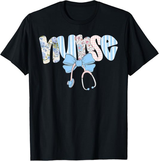 Preppy Nurse Floral Coquette Blue Stethoscope Bow Nurse Life