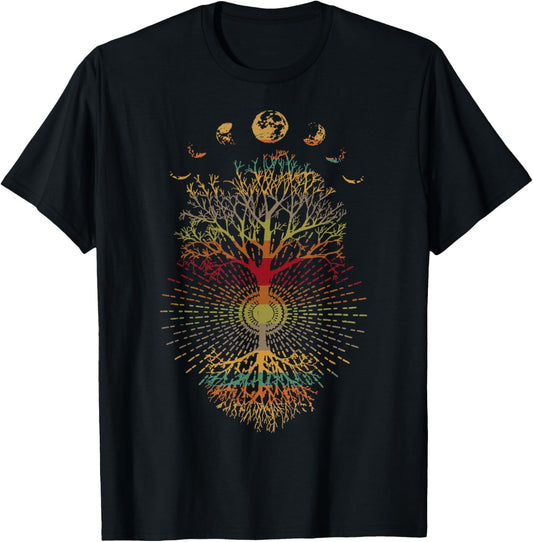 Phases of the Moon Retro 60's 70's Vibe Tree of Life