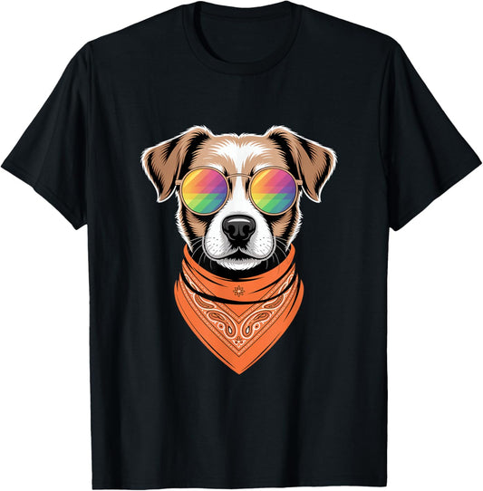 Rainbow Sunglasses Dog With Bandana