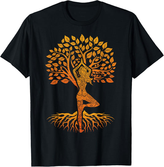Tree of Life Yoga T Shirt: Chakra Haka, Classic Fit, Round Neck, Black