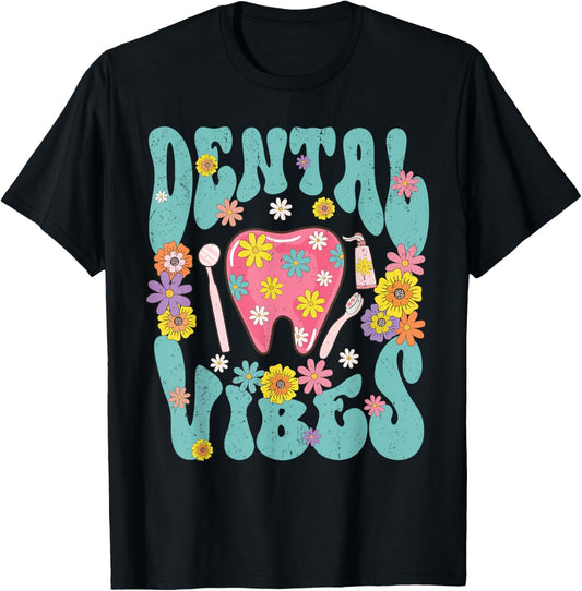 Retro Groovy Dental Vibe Hygienist Dentist Assistant Hygiene