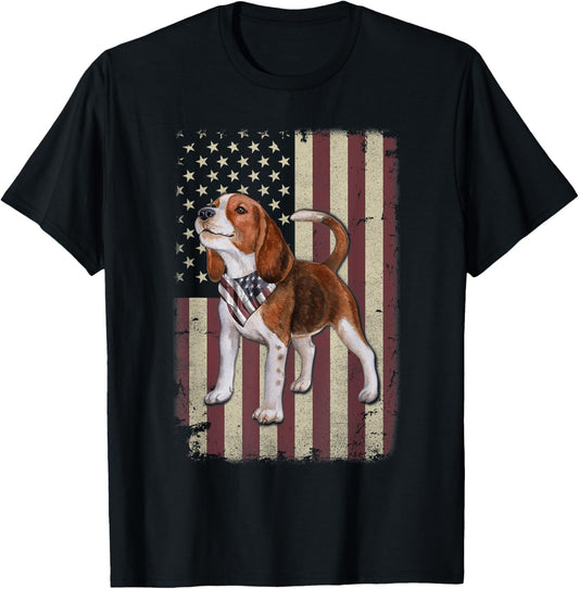 Beagle American Flag Bandana Patriotic 4th Of July Tshirt
