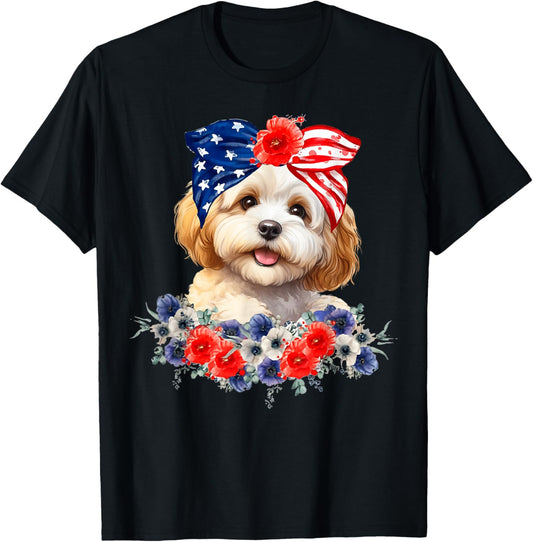 Cavapoo Dog Bandana American Flag 4th Of July