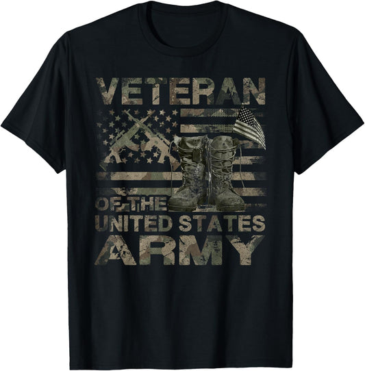 Distressed American Flag Camouflage Proud US Army Veteran