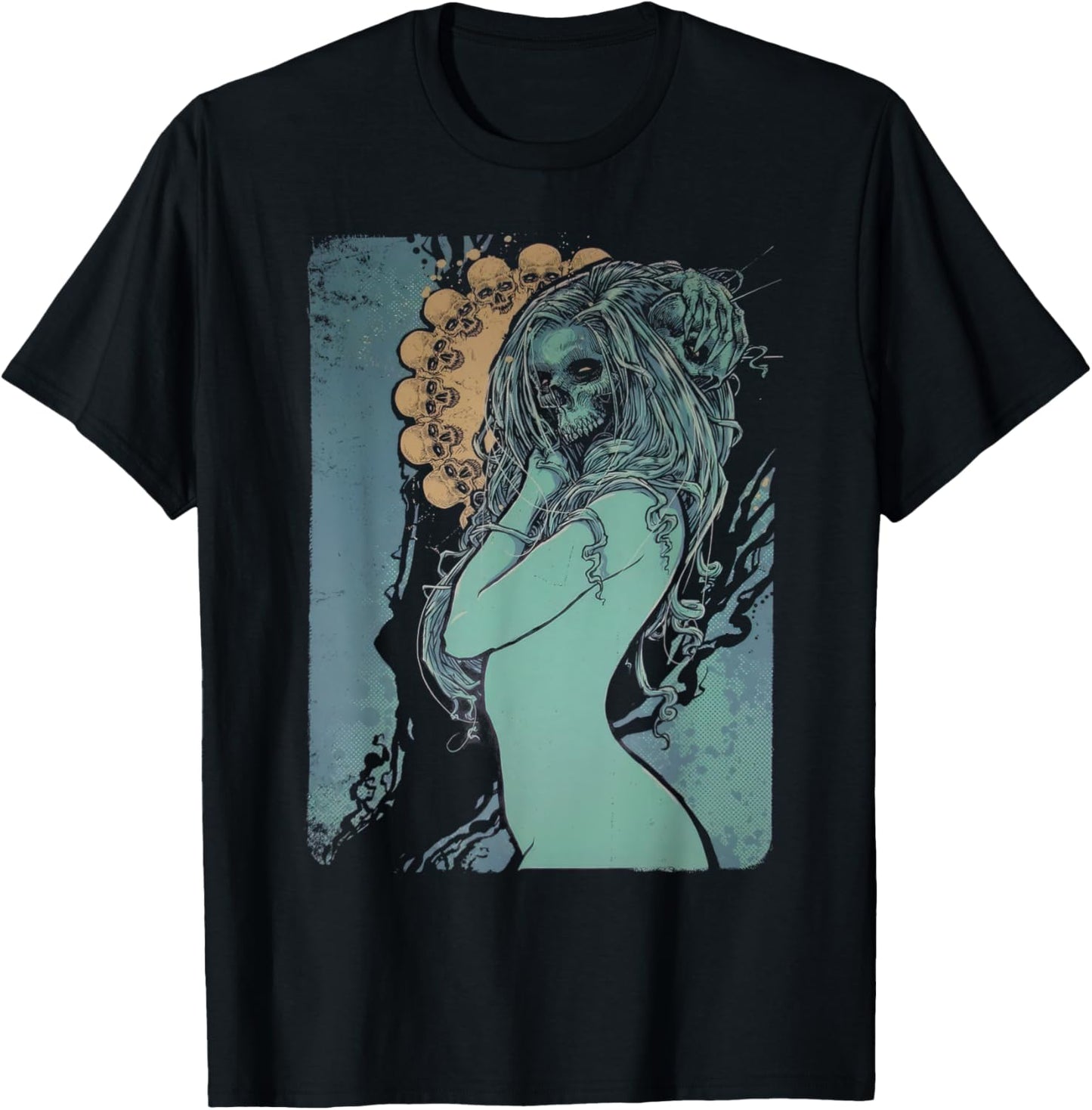 Y2K Mens Shirt Grunge Affliction Tee Gothic Skeleton Woman