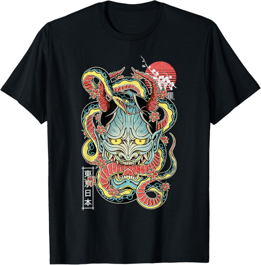 Japanese demon face mask oni otaku devil vaporwave