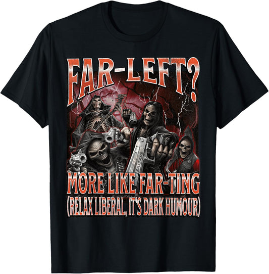 Far Left? More Like Farting Funny Hard Skeleton Meme Bootleg