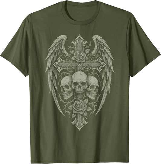 Y2K Grunge Aesthetic Alt Goth Skull Cross Gothic Green