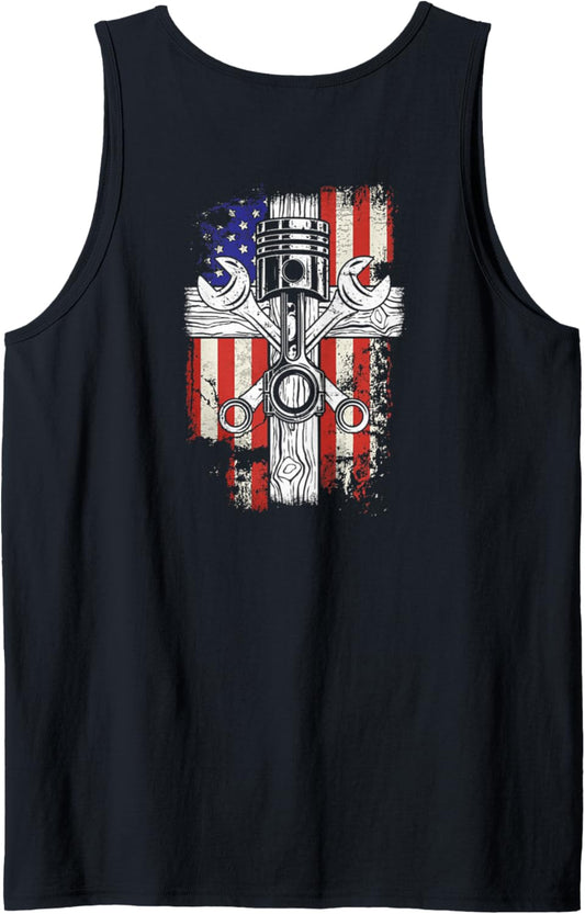 Hot Trend Shirt Mechanic Us Flag Wrench Tank Top