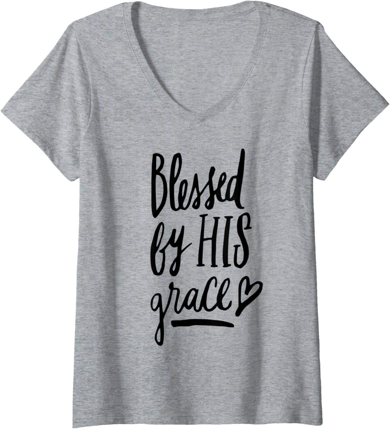 Womens Blessed by his Grace   Christian Clothing V Neck